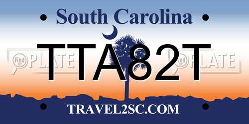 TTA82T South Carolina License Plate