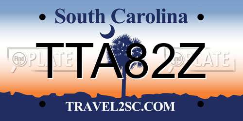 TTA82Z South Carolina License Plate