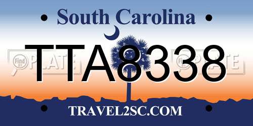 TTA8338 South Carolina License Plate