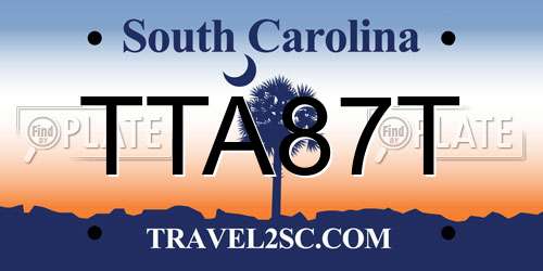 TTA87T South Carolina License Plate