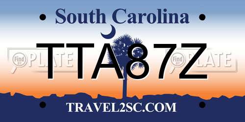 TTA87Z South Carolina License Plate