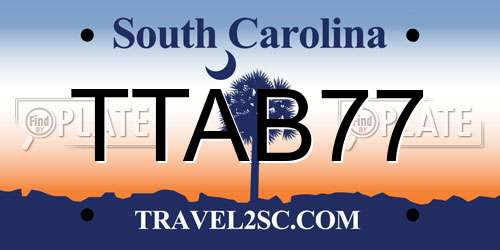 TTAB77 South Carolina License Plate