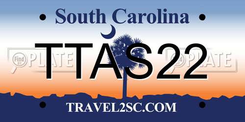 TTAS22 South Carolina License Plate