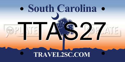 TTAS27 South Carolina License Plate