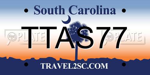 TTAS77 South Carolina License Plate