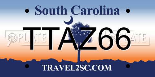 TTAZ66 South Carolina License Plate