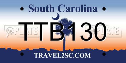 TTB130 South Carolina License Plate