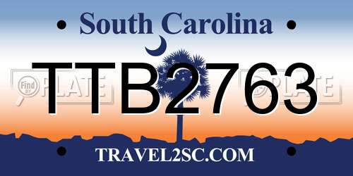 TTB2763 South Carolina License Plate