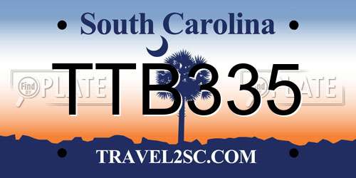 TTB335 South Carolina License Plate