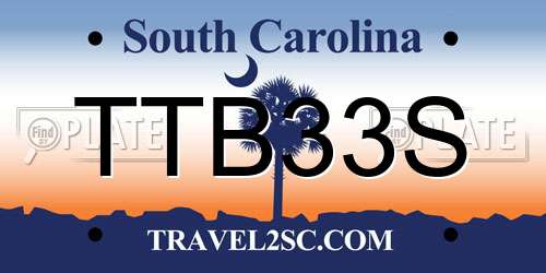TTB33S South Carolina License Plate