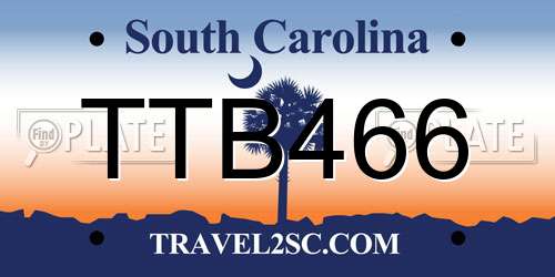 TTB466 South Carolina License Plate