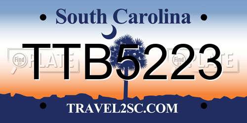 TTB5223 South Carolina License Plate