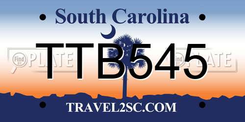 TTB545 South Carolina License Plate