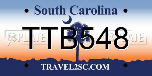 TTB548 South Carolina License Plate