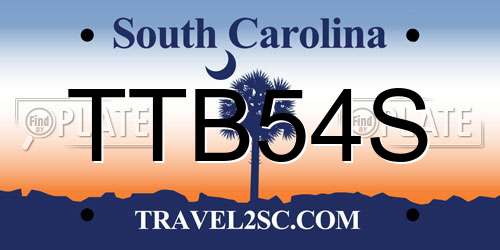 TTB54S South Carolina License Plate