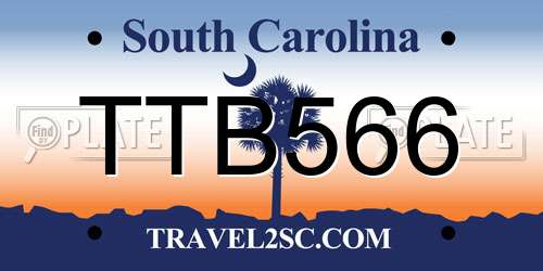 TTB566 South Carolina License Plate