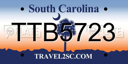 TTB5723 South Carolina License Plate