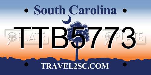 TTB5773 South Carolina License Plate