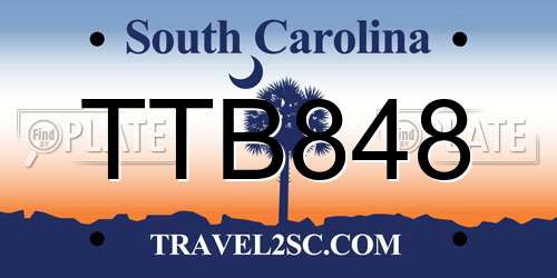 TTB848 South Carolina License Plate