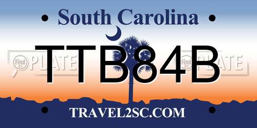 TTB84B South Carolina License Plate