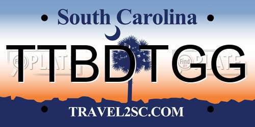 TTBDTGG South Carolina License Plate