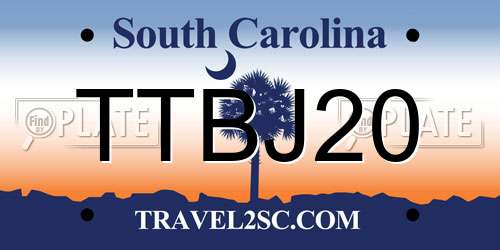 TTBJ20 South Carolina License Plate