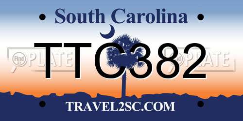 TTC382 South Carolina License Plate