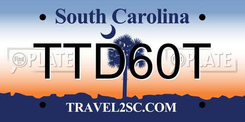 TTD60T South Carolina License Plate