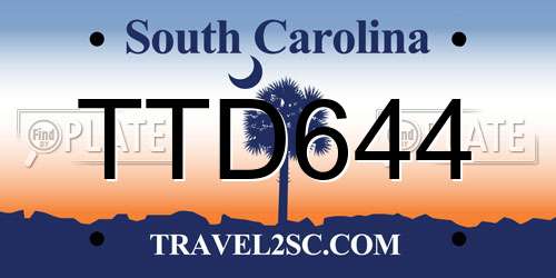 TTD644 South Carolina License Plate
