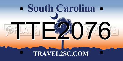 TTE2076 South Carolina License Plate