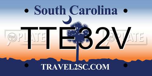TTE32V South Carolina License Plate