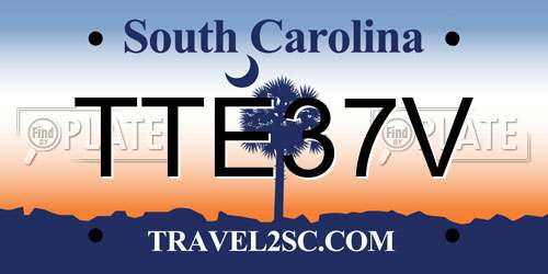 TTE37V South Carolina License Plate