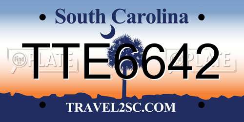 TTE6642 South Carolina License Plate