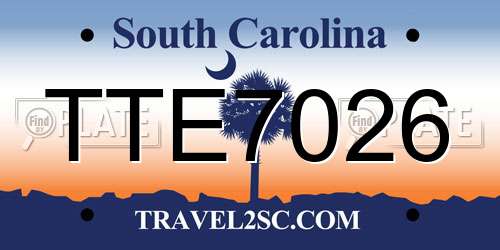 TTE7026 South Carolina License Plate