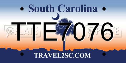 TTE7076 South Carolina License Plate