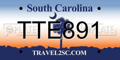 TTE891 South Carolina License Plate