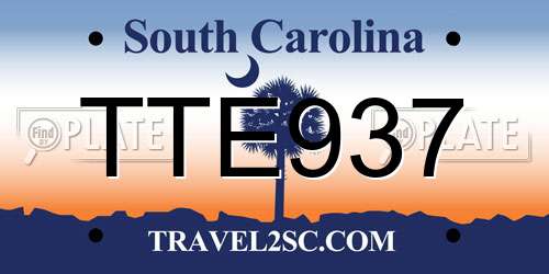 TTE937 South Carolina License Plate
