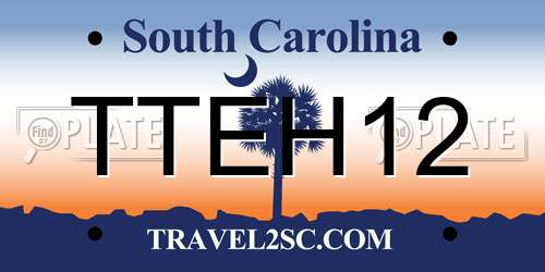 TTEH12 South Carolina License Plate