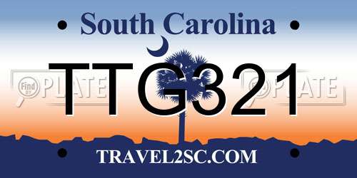 TTG321 South Carolina License Plate