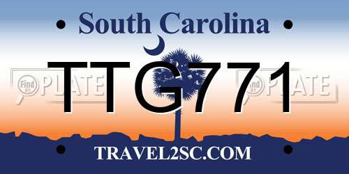 TTG771 South Carolina License Plate