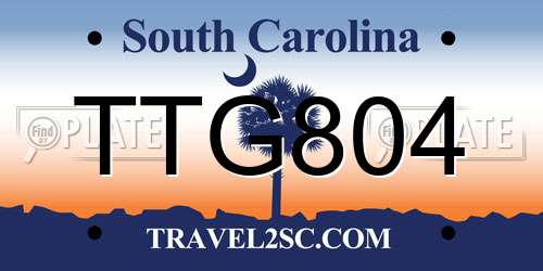 TTG804 South Carolina License Plate