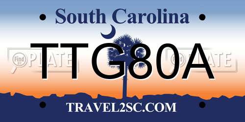 TTG80A South Carolina License Plate