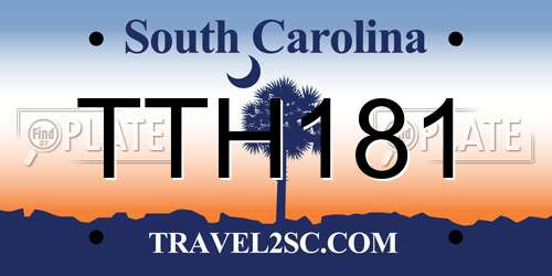 TTH181 South Carolina License Plate