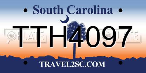 TTH4097 South Carolina License Plate