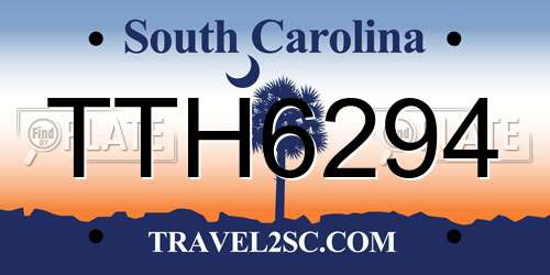 TTH6294 South Carolina License Plate
