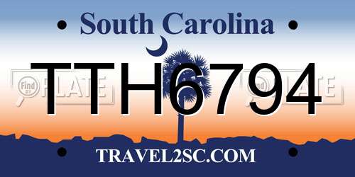 TTH6794 South Carolina License Plate