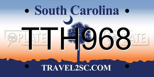TTH968 South Carolina License Plate
