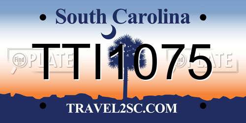 TTI1075 South Carolina License Plate
