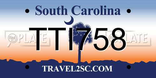 TTI758 South Carolina License Plate