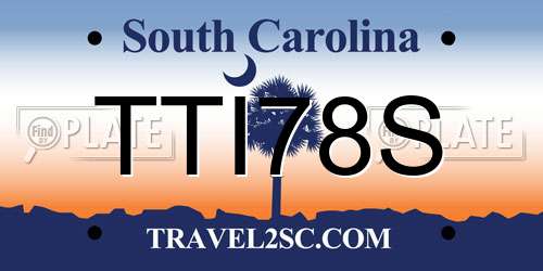 TTI78S South Carolina License Plate